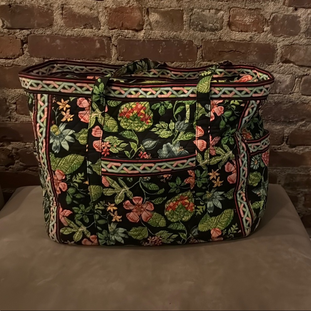 Floral Black Tote Bag